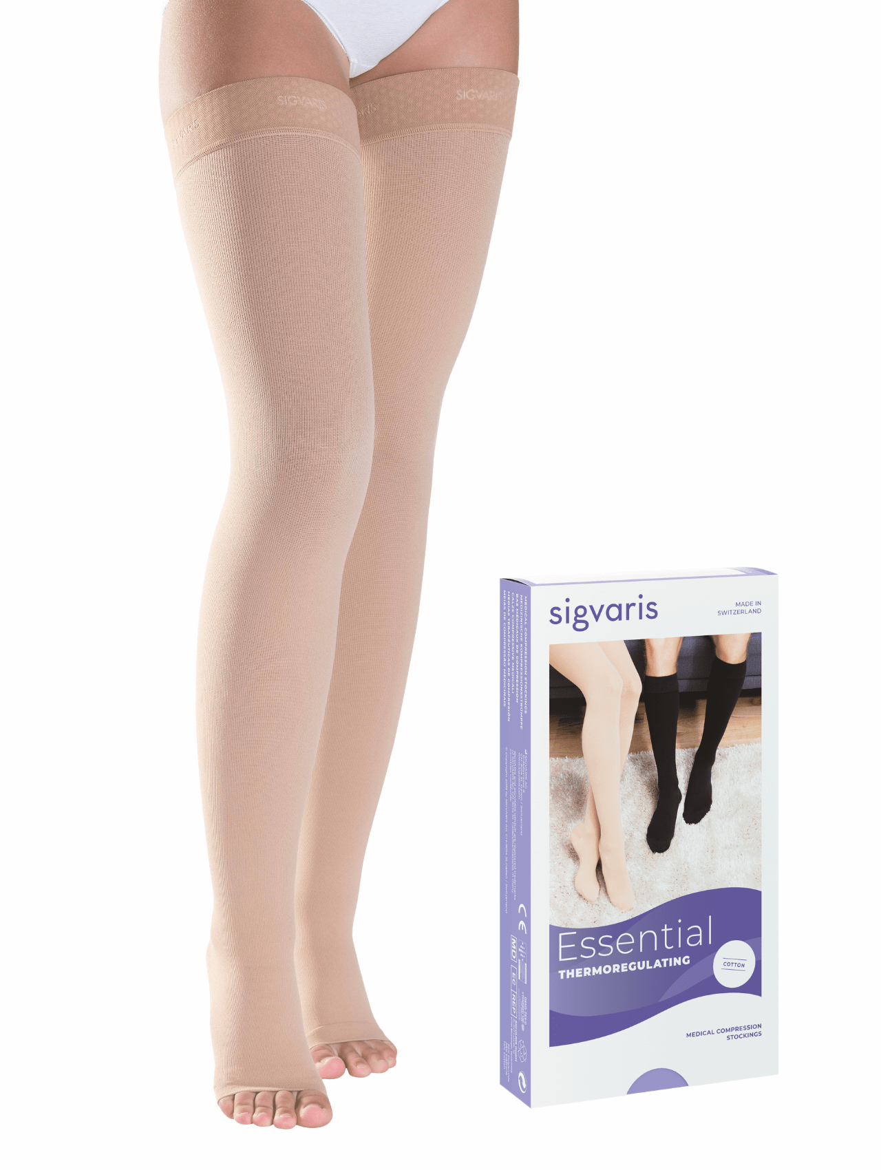 Scholl Softgrip Class II Women's Compression Stockings - Medium, Natural,  Thigh Length - Light Support for Improved Circulation, Varicose Veins,  Swelling Relief : : Health & Personal Care
